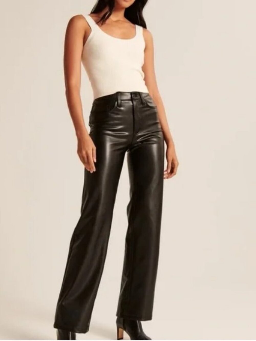 Abercrombie & Fitch Curve Love Vegan Leather Relaxed Pants